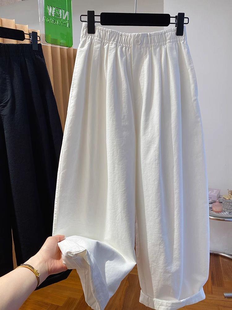 Extra Large Korean Style Wide-Leg Casual Pants for Women, Trendy Spring 2025