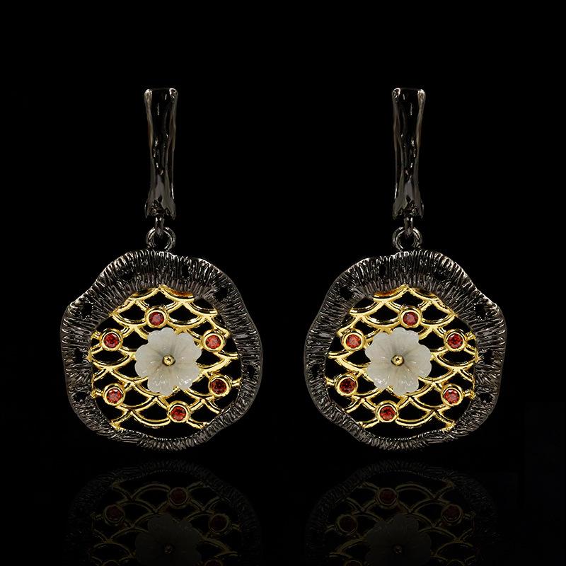 Micro-Inlaid Colorful Zircon Tree Of Life Small White Flower Earrings For Women Wedding Party Engagement Jewelry Gift