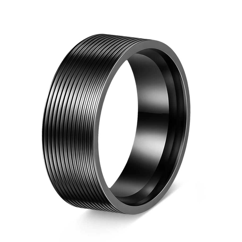 Men's 8mm Threaded Titanium Steel Plated Ring Vacuum Coating Scratch Resistant Band