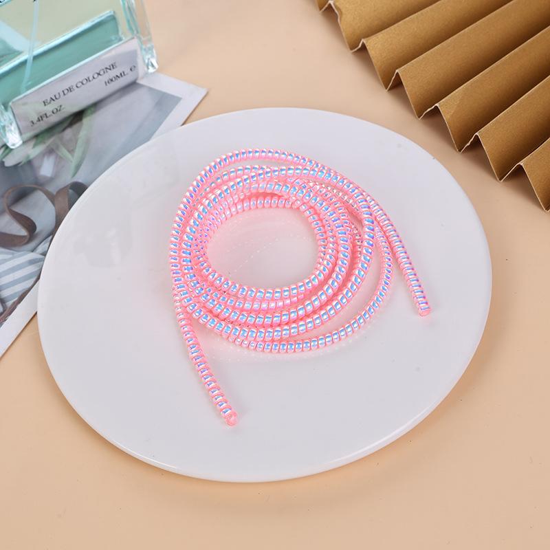 New 1.5M Plating Color TPU Spiral USB Charging Cable Protector for iPhone Samsung Huawei Earphone Cord Line Protection