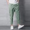 Men's Summer Ice Silk Elastic Slim-Fit Nine-Point Casual Pants - Korean Style Trendy Sportswear