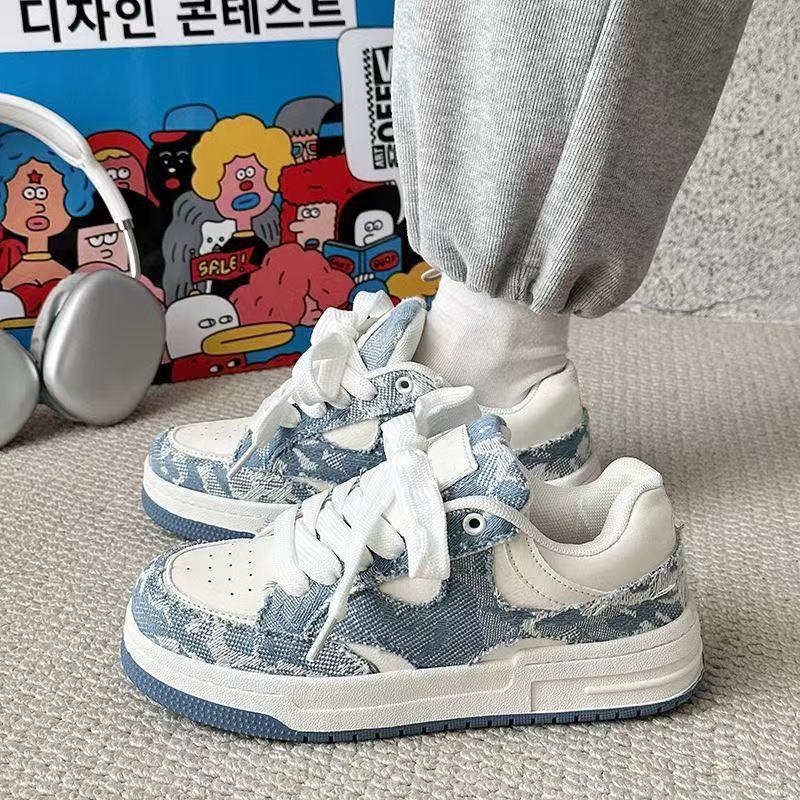 Retro Denim Blue Men's Skateboard Shoes Fashion Low-top White Shoes Designer Couple Casual Sports Shoes Zapatillas Para Hombre