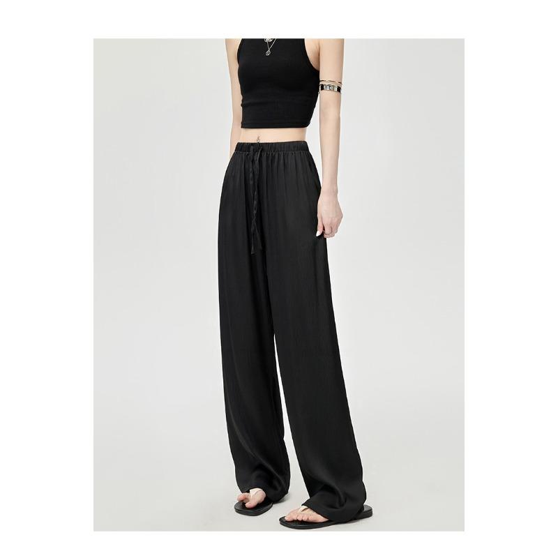 Ice Silk Wide-leg Pants Spring and Summer New Arrival Trousers for Women's with High Waist Slim, Loose and High-end Drape Casual Straight-leg Pants