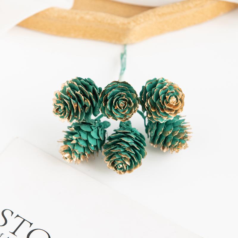 Artificial Plants Golden Fake Pinecone For Christmas Tree Decoration Wreaths Accessory Diy Wedding Home Decor Mini Bouquet