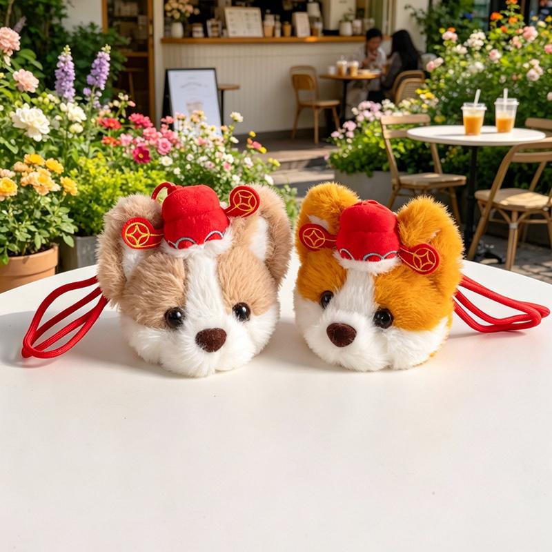 Cute Ice Cream Cone Dog Plush Pendant Toy Cartoon Corgi Animal Keychain Backpack Versatile Bag Decor Kids Xmas Gift