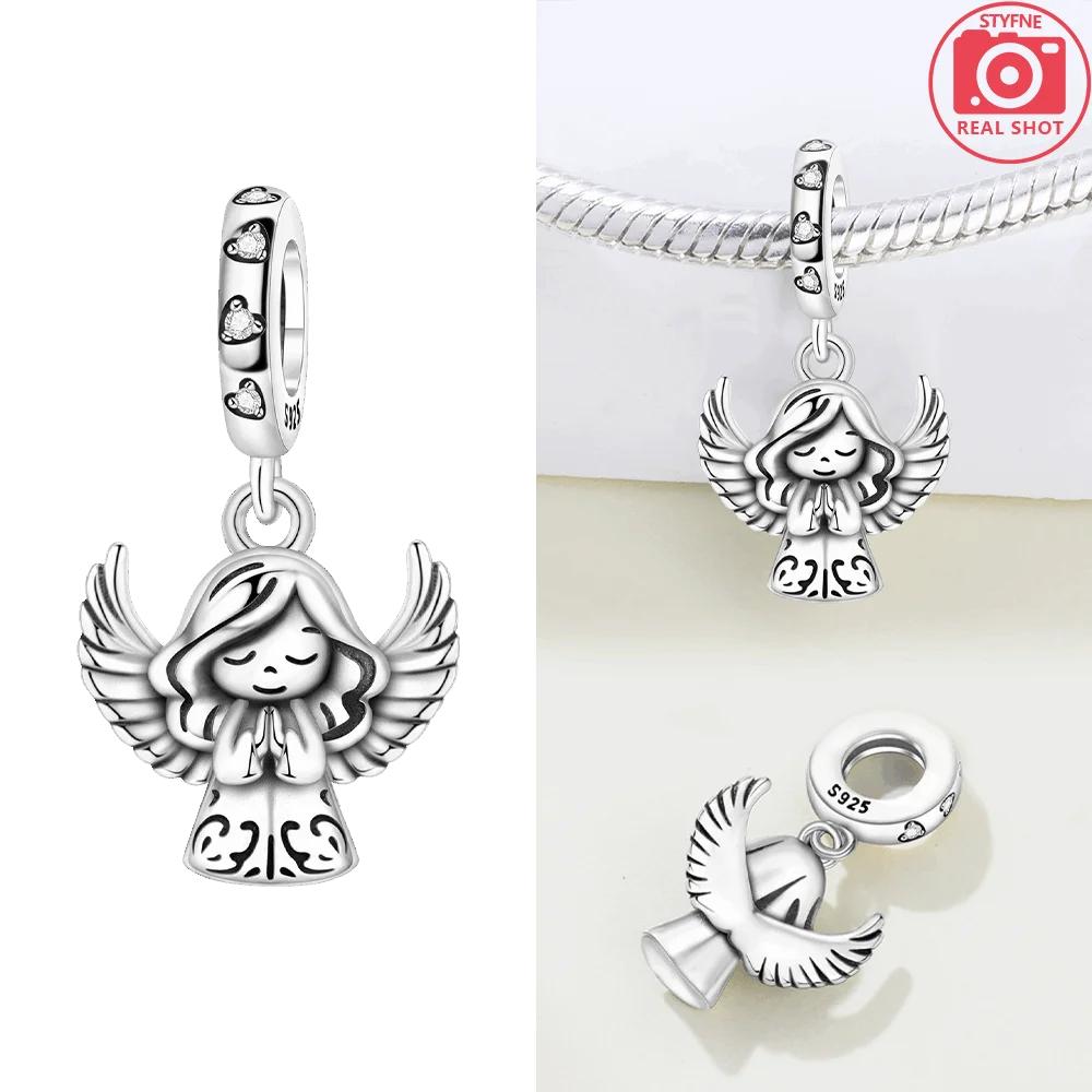 Exquisite Original Copper Adorable Angel Girl Cozy Home Pendant Family Cat Beads Fit Bracelet Women Jewelry Making Gift Diy