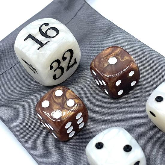 1/2/3 Sets 22MM Backgammon Dice Kit Portable Travel Acrylic Pearlescent Doubling Cube Game Night Board Game Dice Gaming Accessories