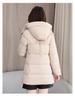 Women's Mid-Length Hooded Lace Pocket Down Jacket - 2025 Winter Slim Fit White Duck Down Coat