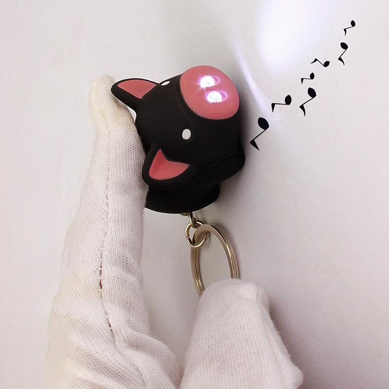Cute Pig Style Keychain Led Light Sound Key Chain Keyring Car Bag Pendant Decoration Gift