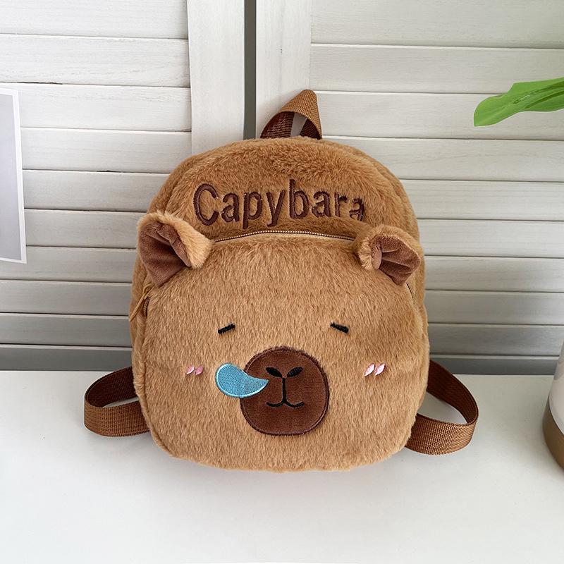 2025 Cute Capybara Plush Backpack For Kids Cartoon Animal School Bag Soft Shoulder Bag For Boys And Girls Kindergarten Gift
