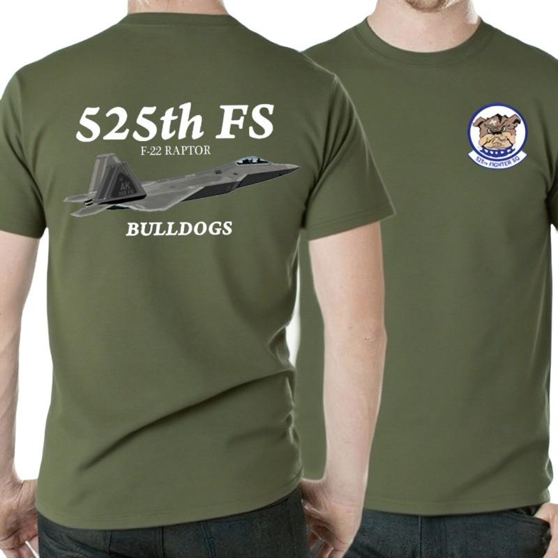 525. Fs Bulldogs Staffel F22 Raptor Stealth Fighter T-Shirt 100% Baumwolle Rundhals Kurzarm Freizeit Unisex T-Shirt Größe S3XL