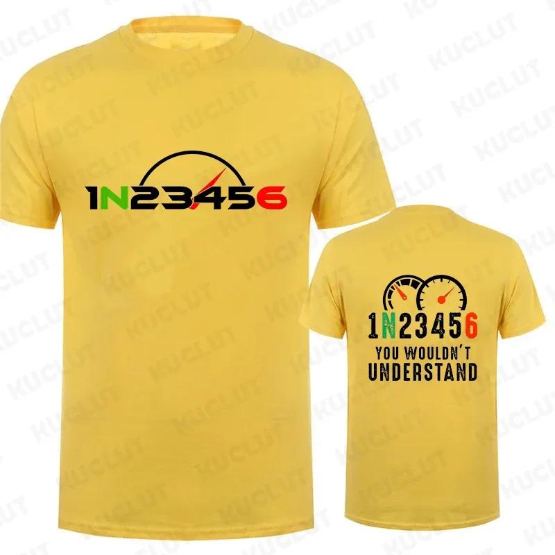 Casual Men T-Shirt Summer Short Sleeve Tees Shirt 1N23456 Motorcycle Gear Shift Biker Print Tops Fashion Men Street Clothing