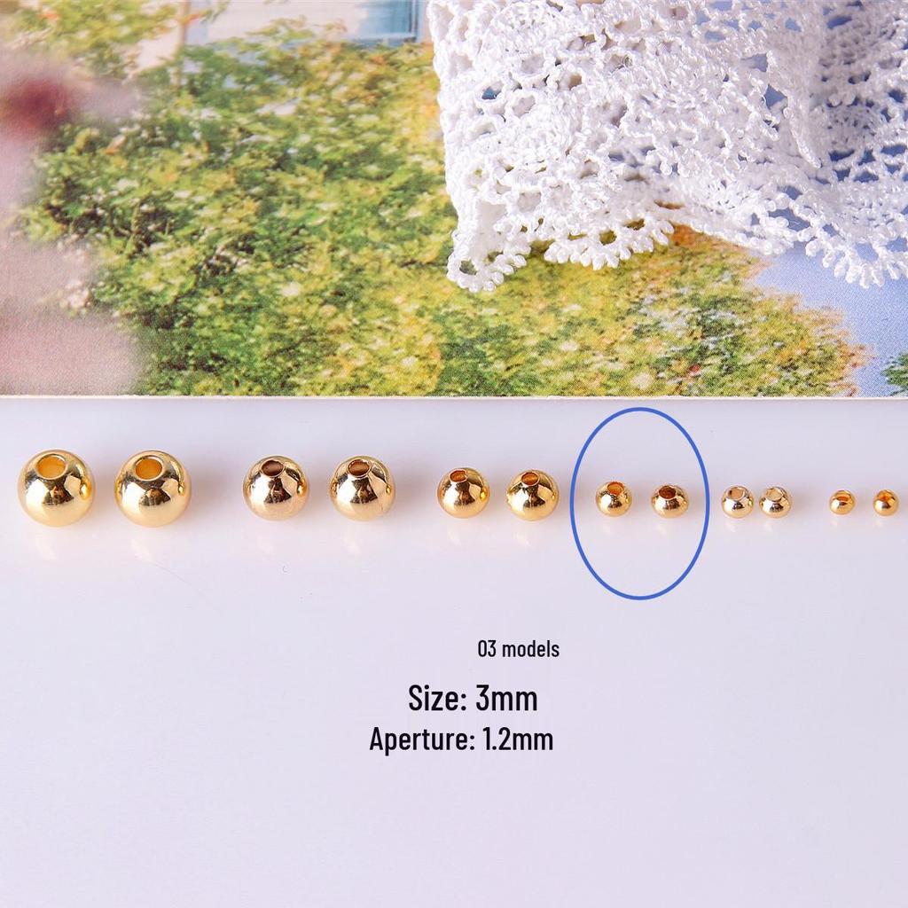 18k Gold Color-Preserving Beads: Small Round Gold-Filled Spacer Beads for DIY Jewelry and Handmade Bracelets.