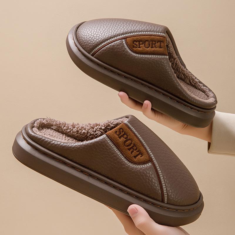 

Мужские хлопковые тапочки больших размеров с нескользящей подошвой - Новинка 2025 Осень/Зима Домашний Теплый Стиль 42/43