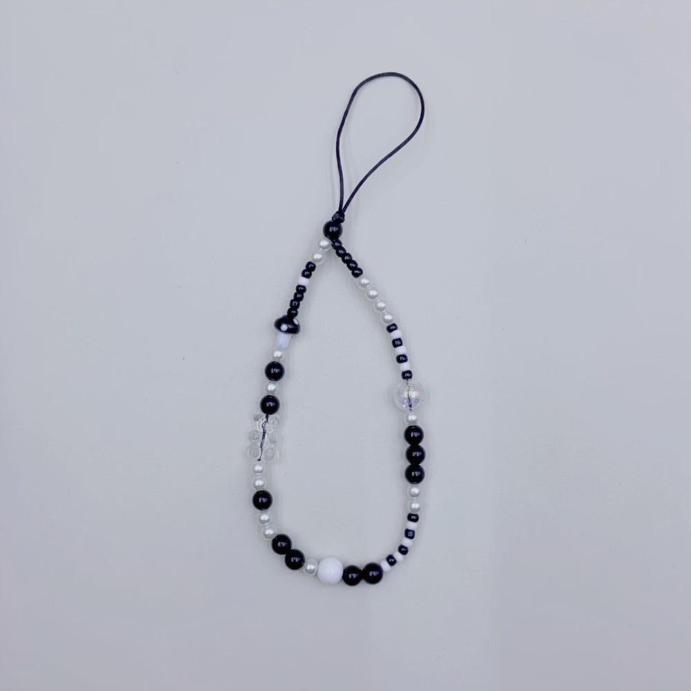 INS transparent bear pearl acrylic bead fashion anti-lost hand carry pendant mobile phone chain