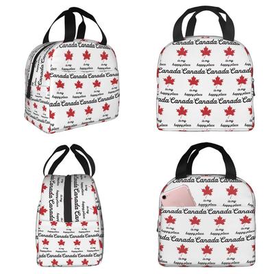 Maple Leaf Canada Canadian Is My Happy Place Insulated Lunch Bag for Kids School Cooler Thermal Food Box Tote Lunch Boxes