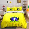Brésil CBF Logo Jaune Literie Literie Housse de couette Ensemble Housse de couette Taies d'oreiller Décoration de la maison (1 * Housse de couette 2 * Taies d'oreiller, sans couette)