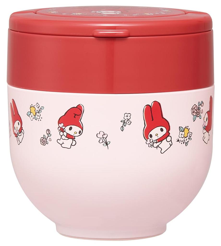 Skater Insulated Lunch Rice Bowl with Folding My Flower Retro Box, Shape, 540ml, Women's, Two-Tier, Handle, Antibacterial, Sanrio, Melody, Design,