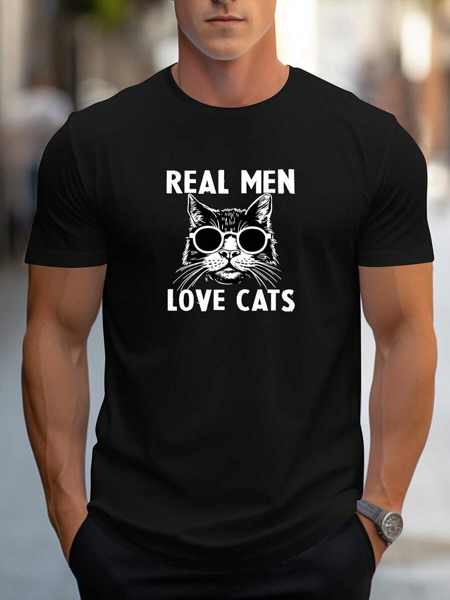 

Unisex s Hand-Painted Cat Print Regular Fit Crew Neck T-Shirt XL