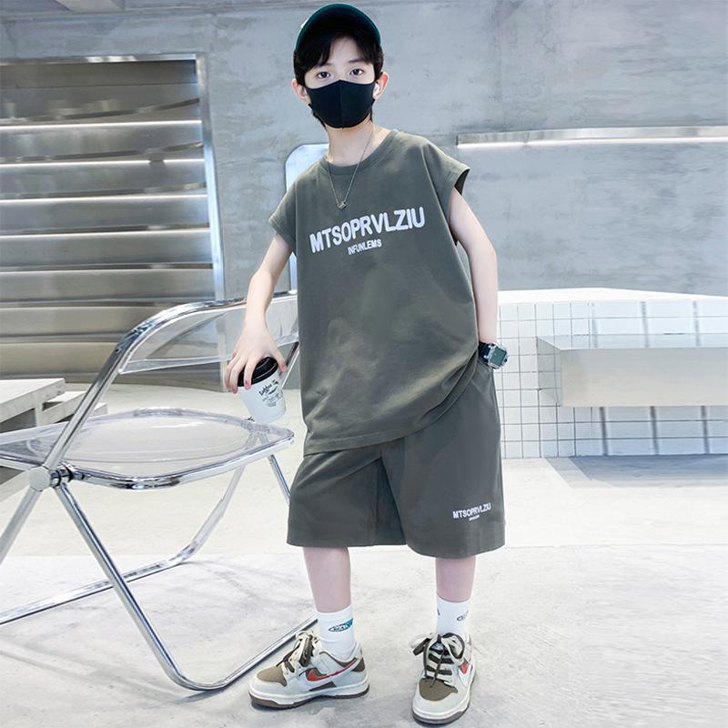 

Boys 2025 Summer Sleeveless Sportswear Set - Stylish Middle & Big Kids Fashion 150cm