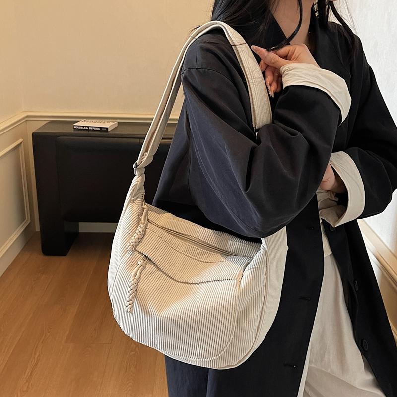 Borsa a spalla in velluto a coste da donna borsa a tracolla a tinta unita