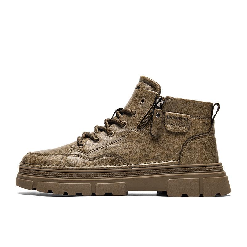 Soft-soled autumn new Martin boots retro high-top leather shoes non-slip shoes casual short boots