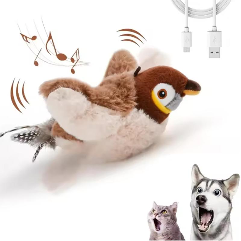 

Hot Simulated Bird Cat Toy Interactive Toys Dog Rechargeable Chirping Flapping Bird(no Flying) Touch Activated Plush Pet Toy