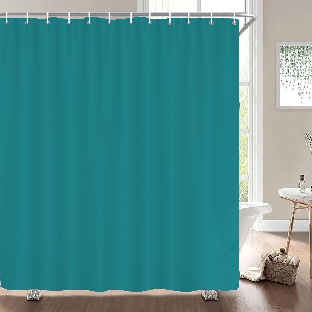 1Pcs Black Gray White Solid Color Printed Fabric Waterproof Shower Curtain, Home Decoration Bathroom Curtain, With Hooks