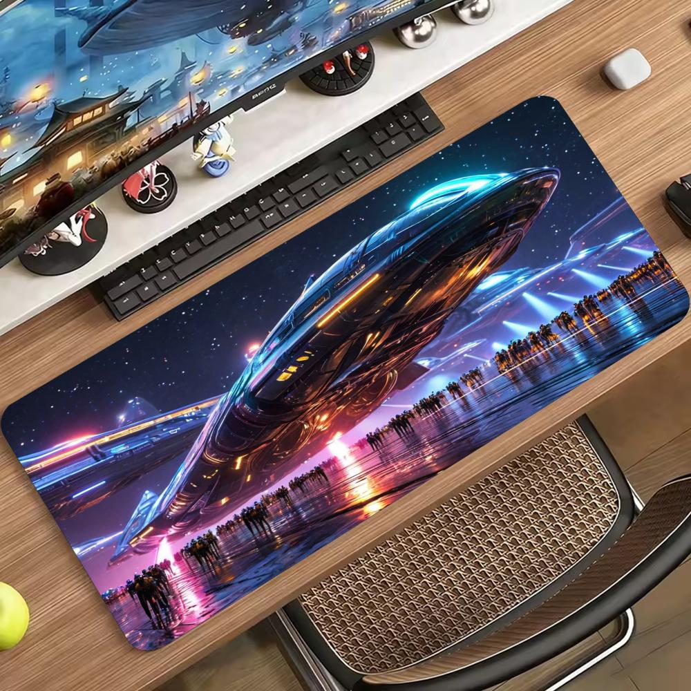 Space Galaxy Planet SciFi Interface Art Large Gaming Mousepad Non Slip Rubberdesk Mat For Laptop Keyboard Home Office Workspace