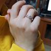 Kleines Temperament, Ring mit frischem Blatt, Galvanisiertes Platin, Offenes Design, Ring, Damen-Blumenring-Schmuck