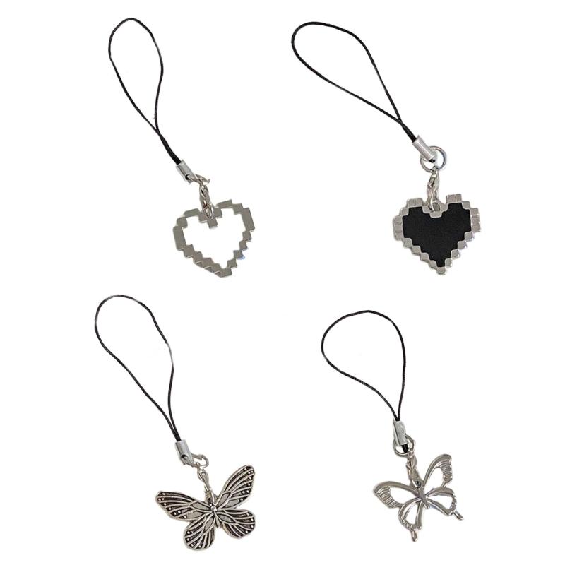 Love Heart Phone Pendant Novel Hollow Butterflies Tassels Y2k Girl Heart Niche Hollow Love Keychain Handmade Lanyard