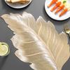 6Pcs Kitchen Placemat Set High Temperature Resistant Gold-Stitched Leaf Shape Dining Place Mat Table Setting Accessory