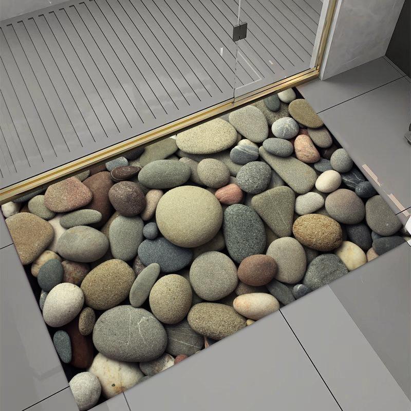 Tappetino Decorativo per Pavimento del Bagno a Forma di Sasso 3D Assorbente Tappetino per Pavimento del Bagno in Fango Diatomaceo Tappetino Assorbente per Pavimento WC