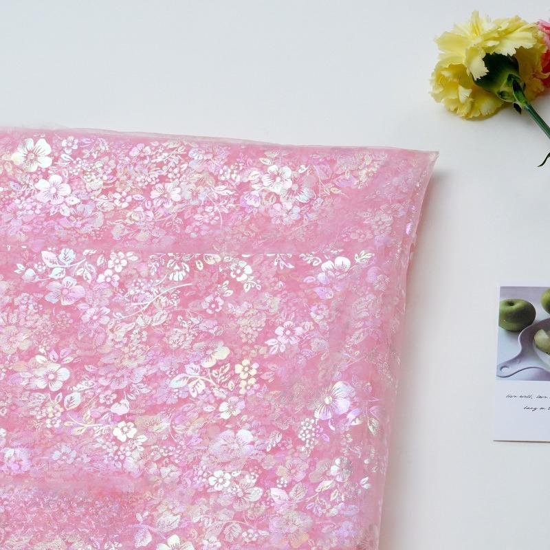 1/3/5 jardów iridescentna gradientowa drukowana tkanina siatkowa na ręcznie robione DIY szycie odzieży spodni spódnic akcesoria dekoracyjne wykończenia kokardek