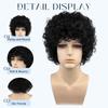 Black Short Curly Hair Perm Wig, Men's Small Roll African Style Wig, Suitable for Daily Wear and Role-playing