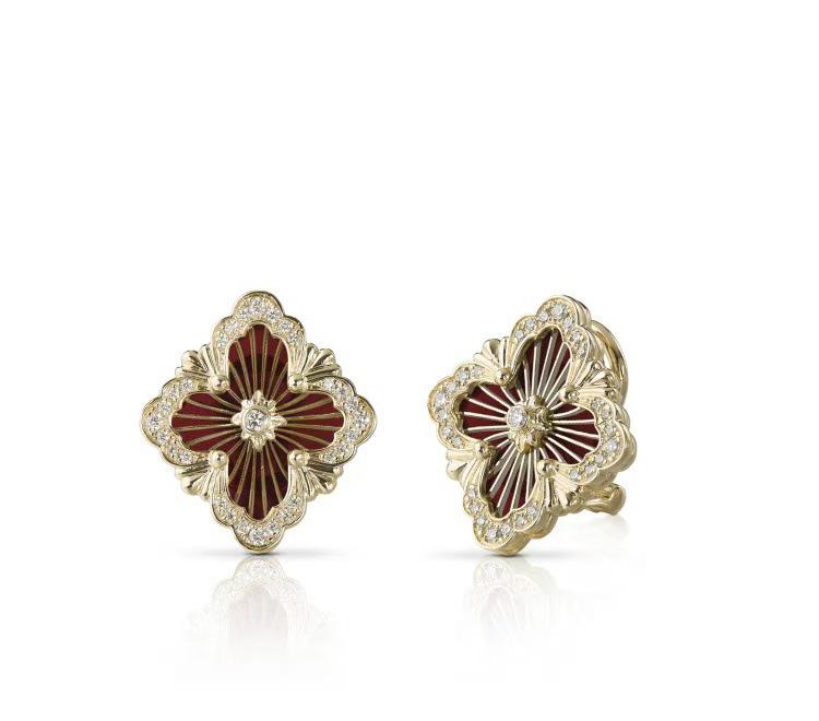 Four-Leaf Clover Tianhe Stone & Agate 18K Gold V Earrings V Gold