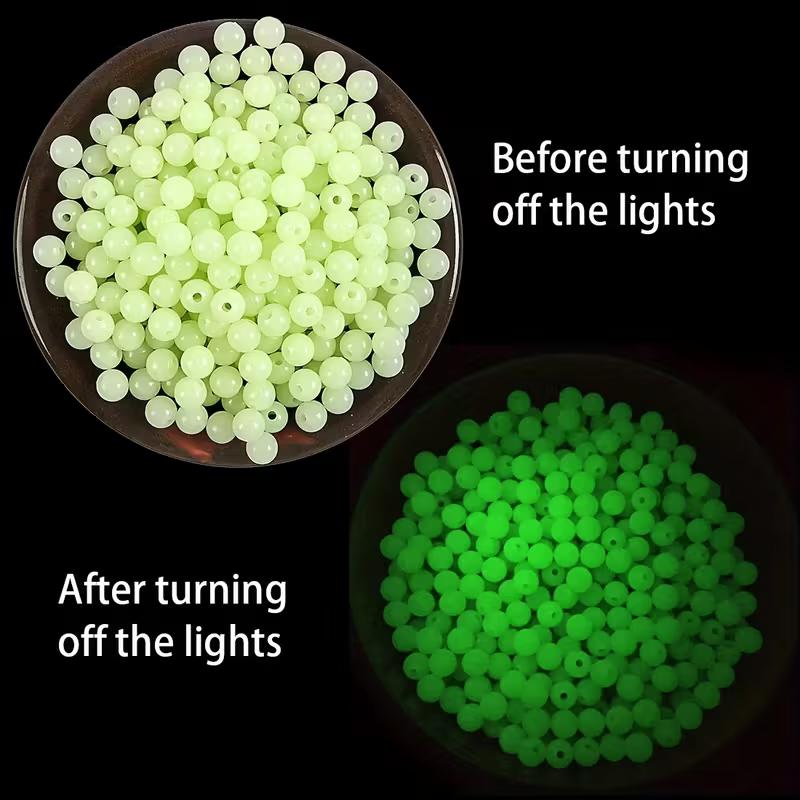 100pcs 6mm Fishsing Lumo Beads Luminous Beads Fishing Space Beans Soft Rubber Lure Light Glowing Float Balls for Outdoor Fishing Tackles Accessories