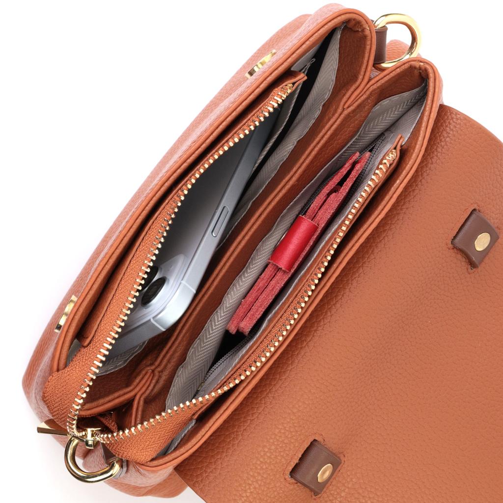 Elegant Bag for Women with a Short Handle Made of Genuine Leather Vintage 22669 Red