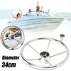 13.5inches Silver Stainless Steel Boat Steering Wheel 25 Degree Marine Yacht With Knob Convenient Easy To Install Marine Hardware