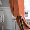 Terylene Cotton Semi-blackout Curtain Finished Embroidery Solid Color Living Room Kitchen Valance Bedroom Home Decoration