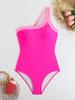 2025 Neu Ein Schulter Schwarz Weiß Einteiliger Badeanzug Solide Bademode Damen Badeanzug Strand Rückenfreier Monokini Badeanzug Weiblich