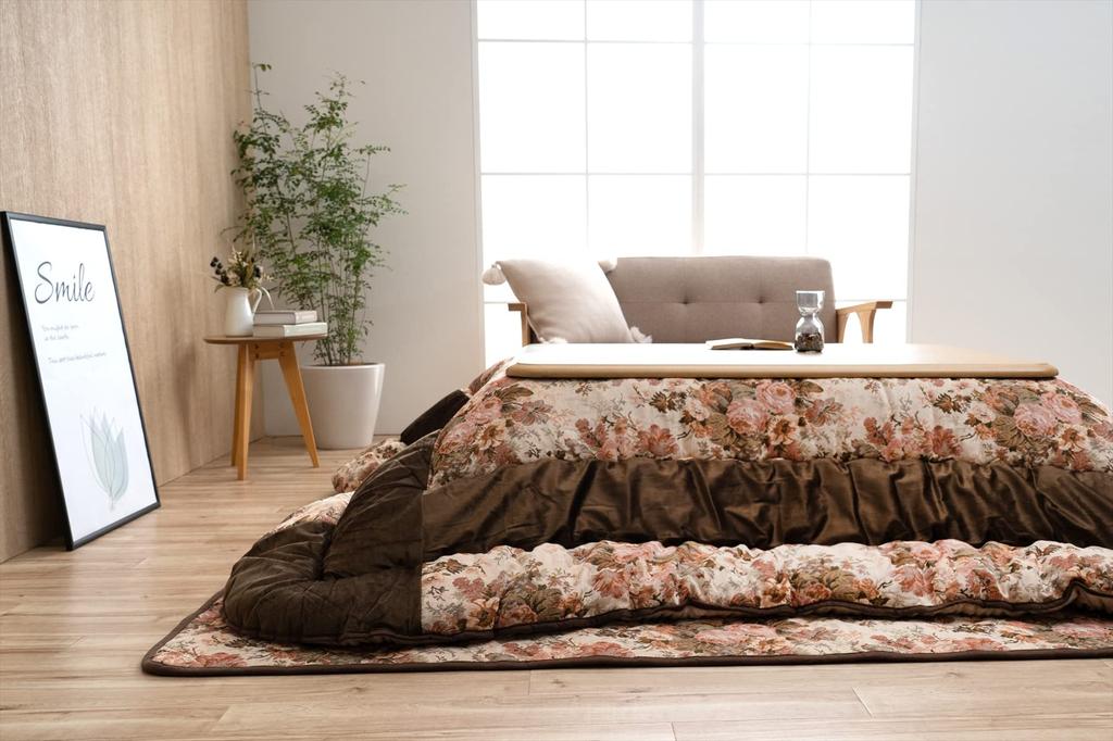 Ikehiko Kotatsu Futon Milia Beige Square 205 X 205 Cm Single Item Jacquard Weave Suitable for Cm Square Kotatsu Stand Approx. 80-90 #1151690020103
