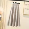 Knitted Skirt for Women Autumn and Winter High Waist Mid Length A-line Pleated Skirt
