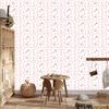 Rabbits Wallpaper In White, Coral and Light Gray for Living Room and Bedroom 50x1000
