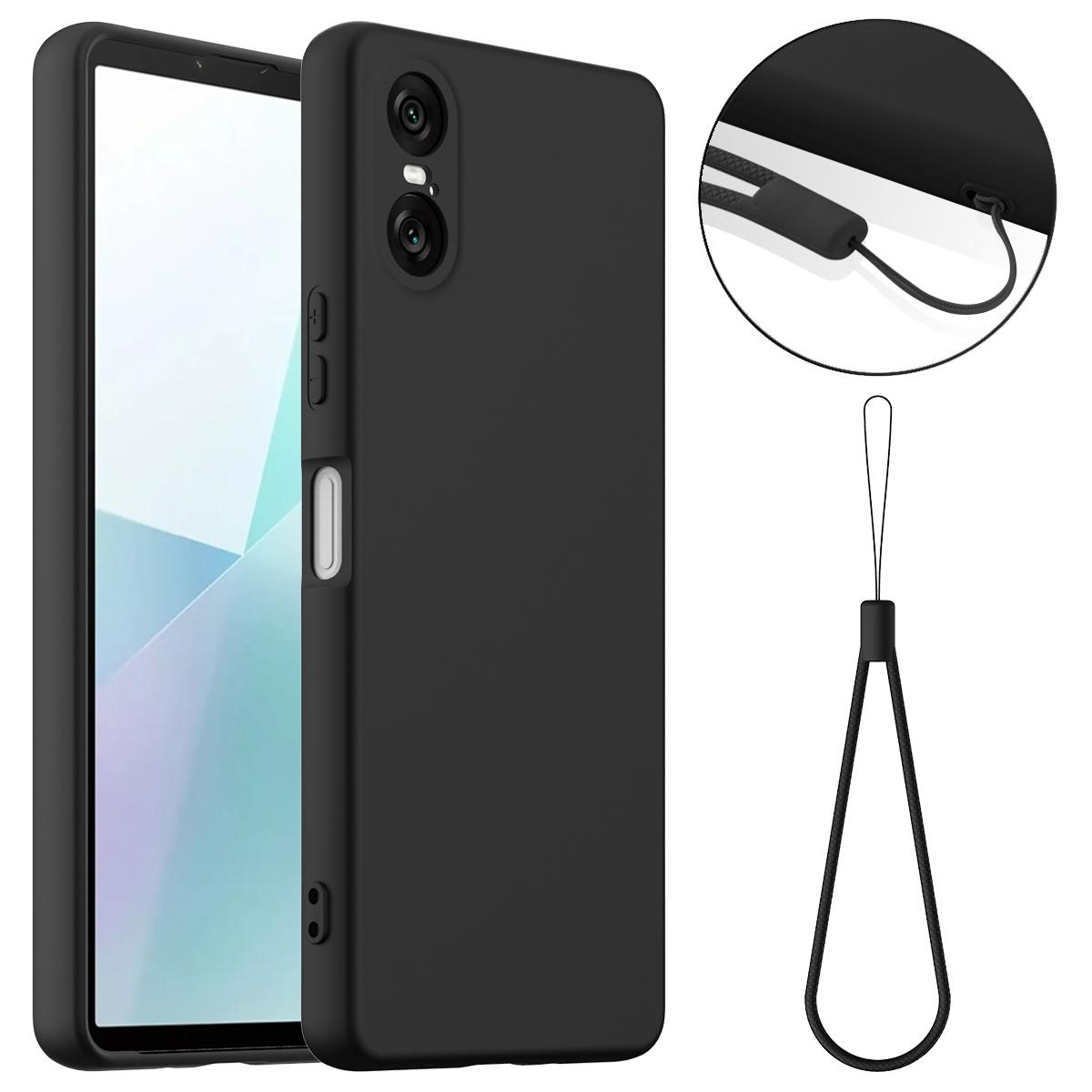 

For Sony Xperia 10 VI Magnetic Case Anti-Drop Liquid Silicone Phone Cover with Lanyard B