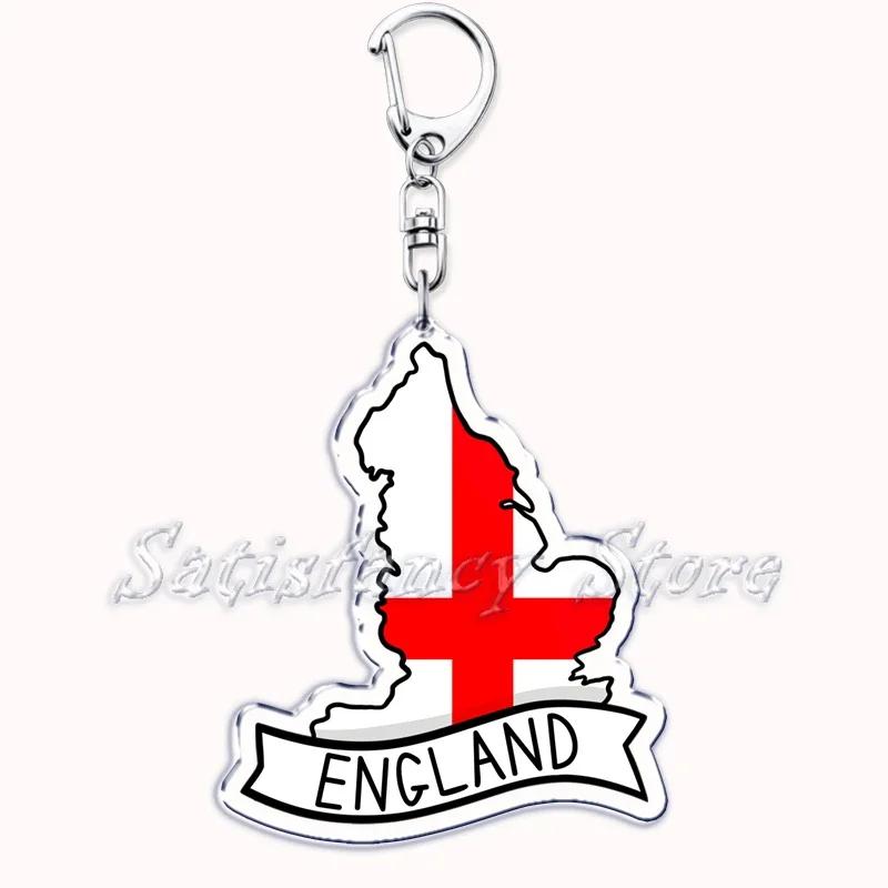 France Scotland Country Maps with Name Acrylic Keychains Keyring for Accessories Bag Pendant Key Chain Ring Jewelry Friend Gifts