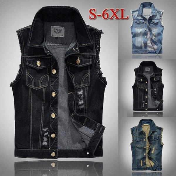 Ripped Denim Vest Plus Size 
