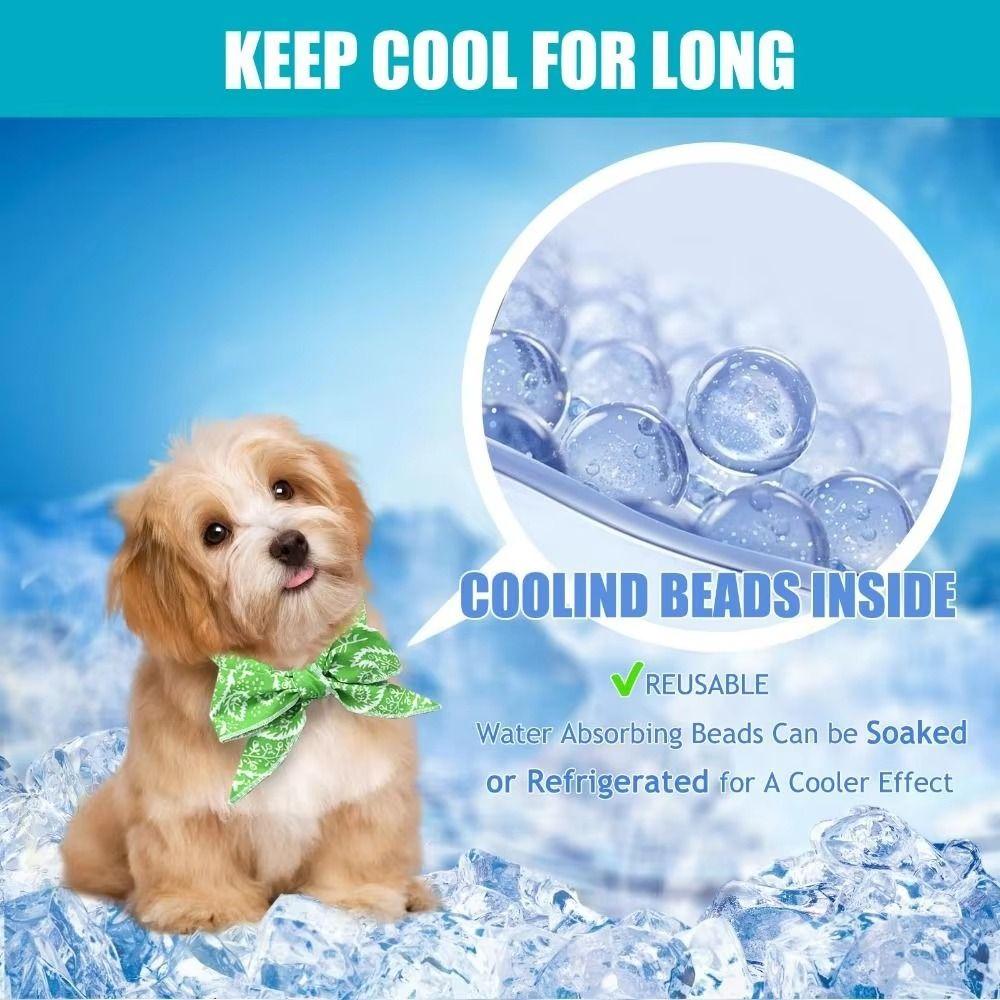 2Pcs Breathable Towel Pet Cooling Ice Scarf Cute Print Pet Cool Neck Ring Outdoor Travel