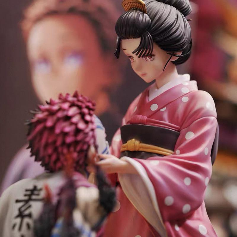 Demon Slayer 27cm GK Popart Akaza Koyuki Figure Cherry Blossom Scene Statue Desktop Ornament Presents Anime Collectible Model Toys