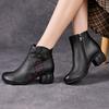 Fashion GKTINOO Genuine Leather Ankle Boots 2025 Winter New Ethnic Printed Women's Boots Soft Soles Thick Heels Mother's Leather Boots
